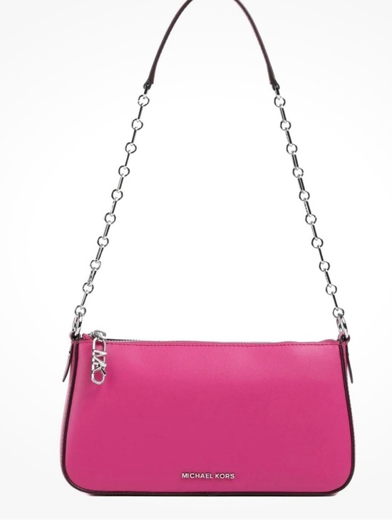 Michael Kors Handbags - Michael Kors Deep Fuschia Empire Leather Chain-Link Pouchette